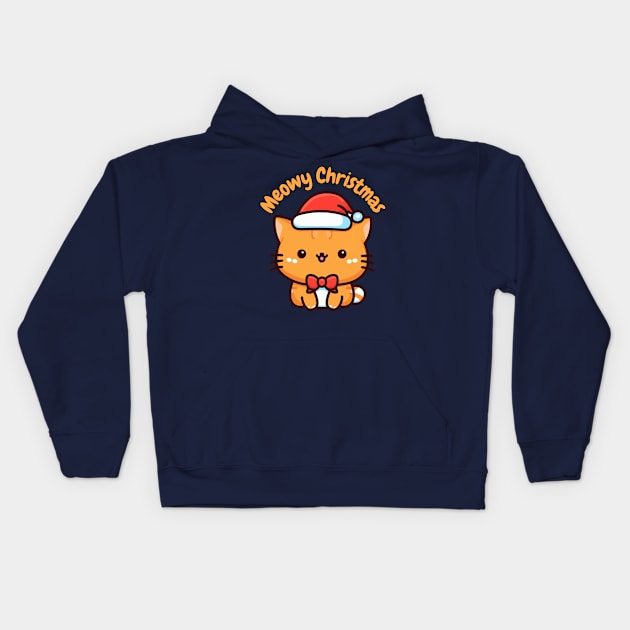 Catmas tabby ginger cat Kids Hoodie by Japanese Fever